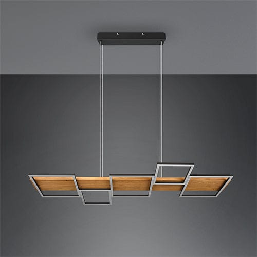 Lustre Long en Bois - Style Moderne