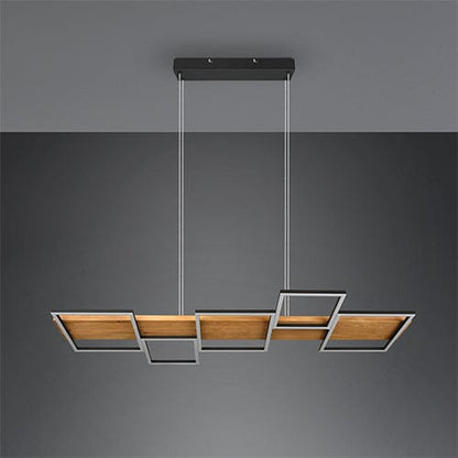Lustre Long en Bois - Style Moderne