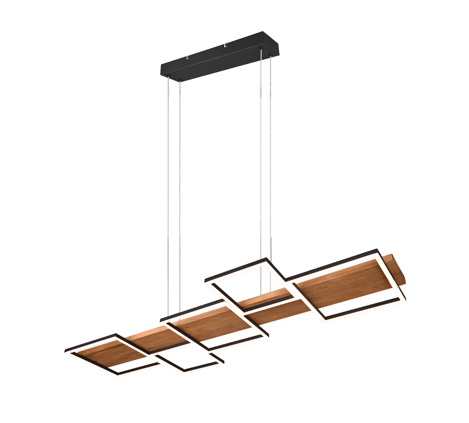 Lustre Long en Bois - Style Moderne
