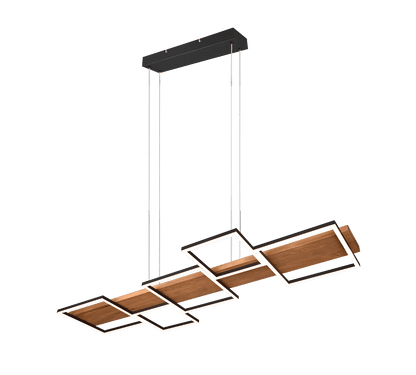 Lustre Long en Bois - Style Moderne