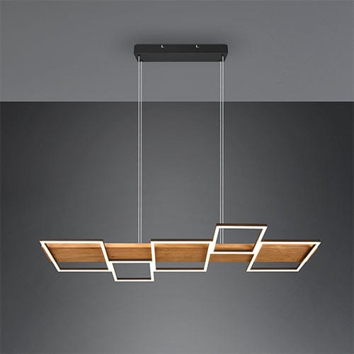 Lustre Long en Bois - Style Moderne
