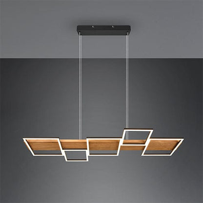 Lustre Long en Bois - Style Moderne