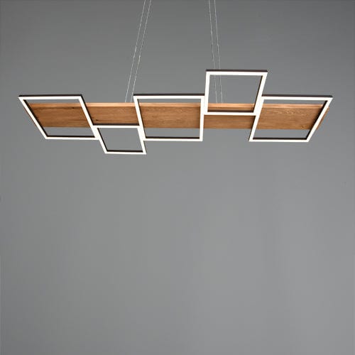 Lustre Long en Bois - Style Moderne