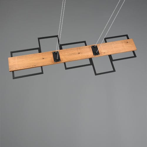 Lustre Long en Bois - Style Moderne