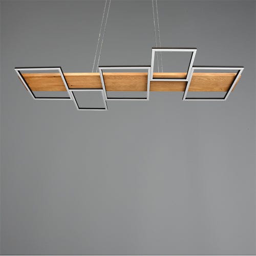 Lustre Long en Bois - Style Moderne