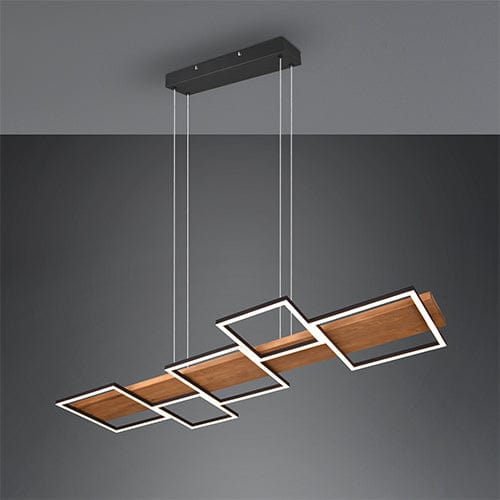 Lustre Long en Bois - Style Moderne