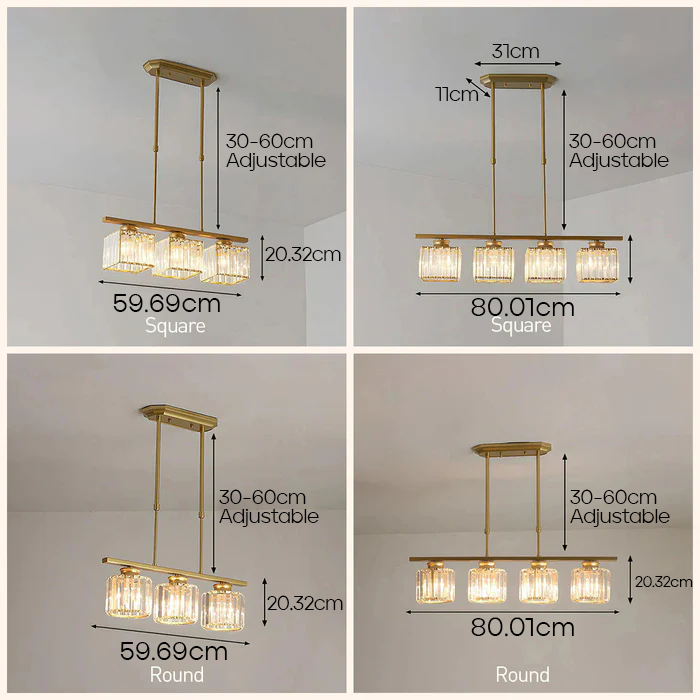 Lustre Minimaliste en Verre - Cristal Ajustable