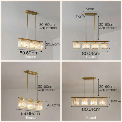 Lustre Minimaliste en Verre - Cristal Ajustable