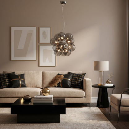 Lustre Noir Suspendu Boule De Verre