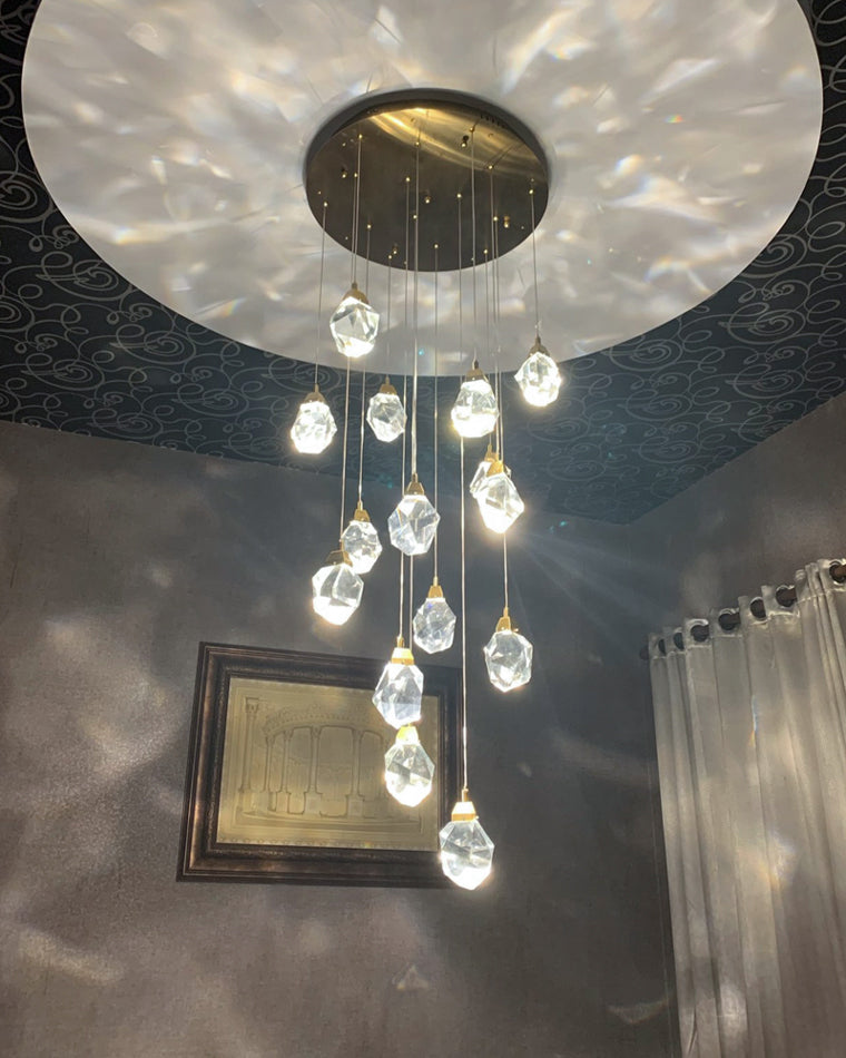 Lustre Pluie de Cristal - Élégance Naturelle