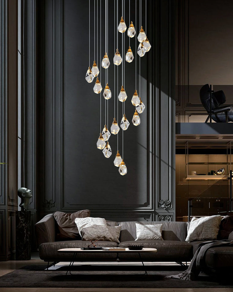 Lustre Pluie de Cristal - Élégance Naturelle