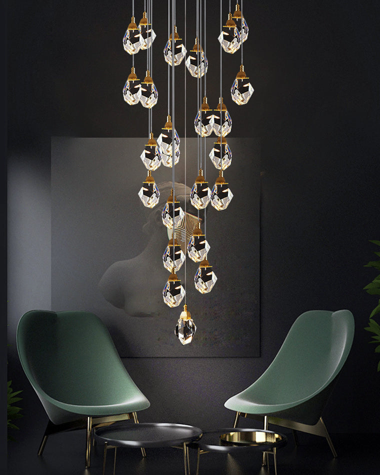 Lustre Pluie de Cristal - Élégance Naturelle