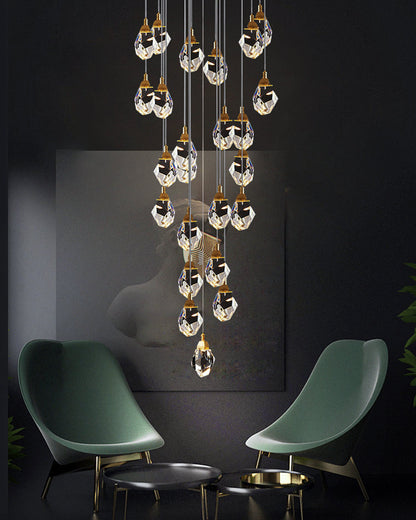 Lustre Pluie de Cristal - Élégance Naturelle