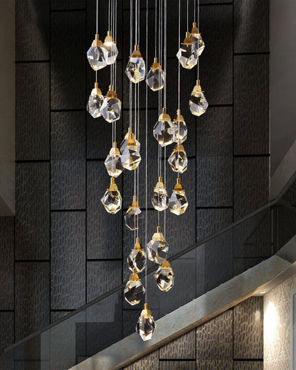 Lustre Pluie de Cristal - Élégance Naturelle