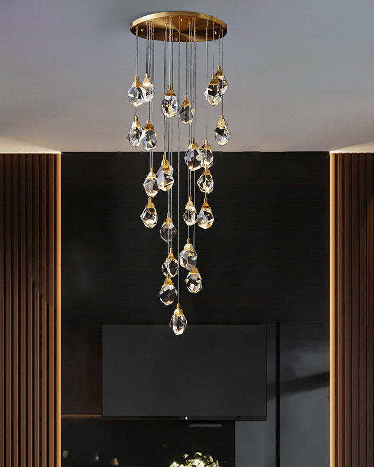 Lustre Pluie de Cristal - Élégance Naturelle