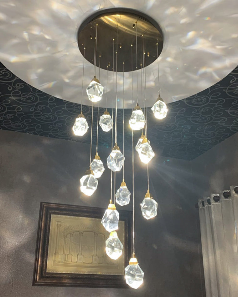 Lustre Pluie de Cristal - Élégance Naturelle