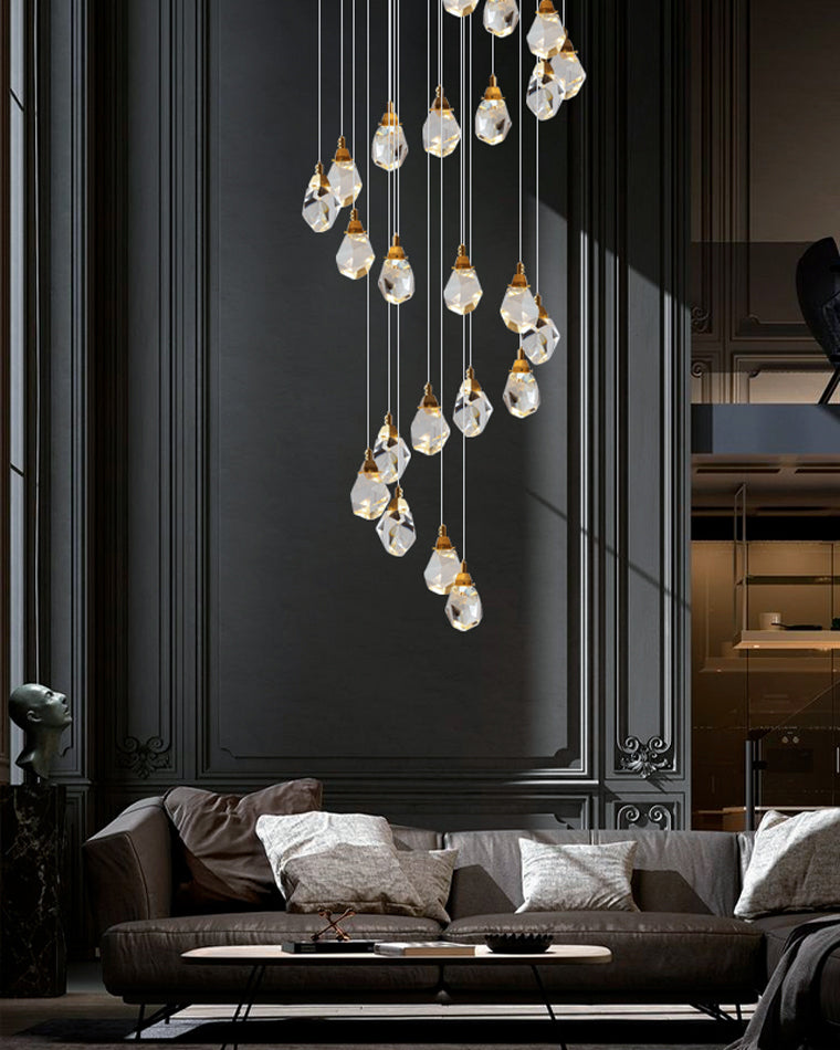 Lustre Pluie de Cristal - Élégance Naturelle