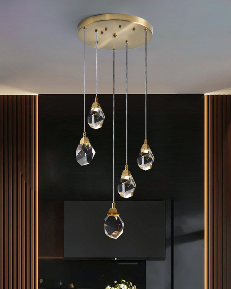 Lustre Pluie de Cristal - Élégance Naturelle
