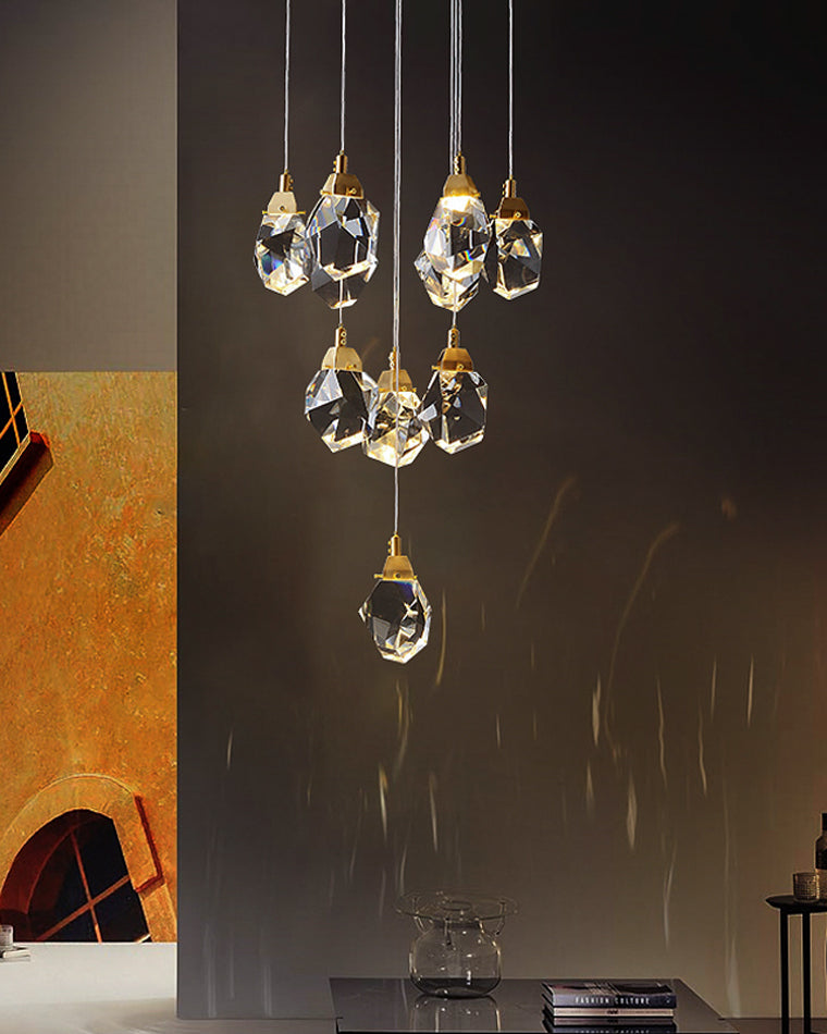Lustre Pluie de Cristal - Élégance Naturelle