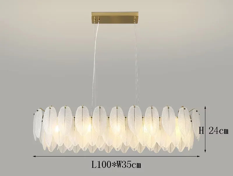 Lustre Plumes En Verre Blanc