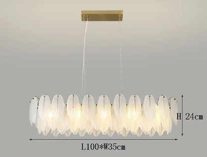 Lustre Plumes En Verre Blanc