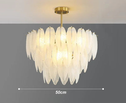 Lustre Plumes En Verre Blanc