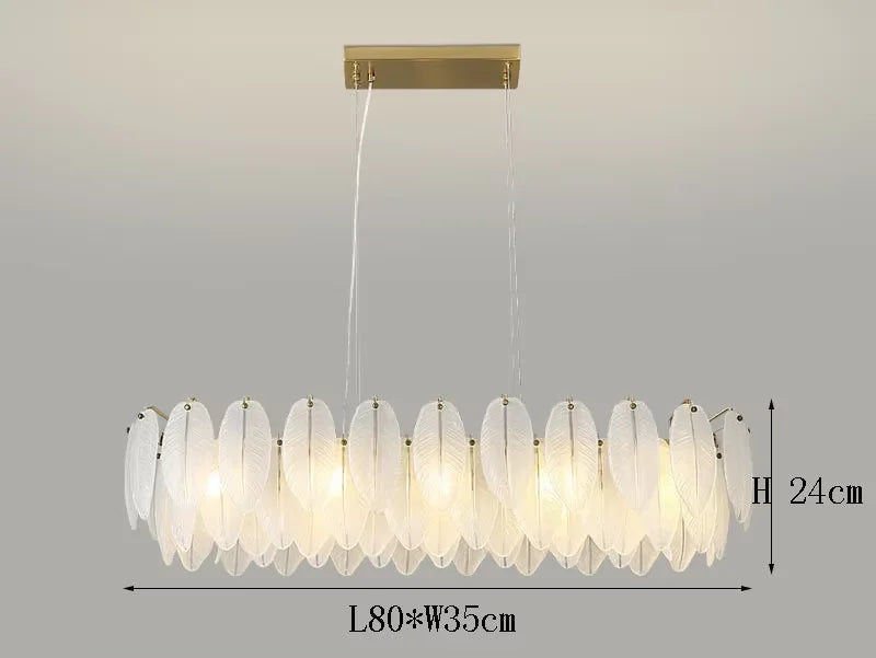Lustre Plumes En Verre Blanc