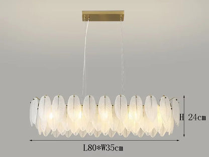 Lustre Plumes En Verre Blanc