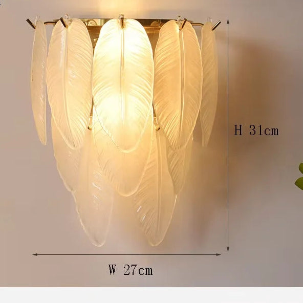 Lustre Plumes En Verre Blanc