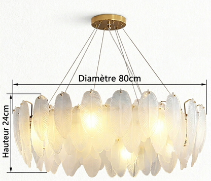 Lustre Plumes En Verre Blanc