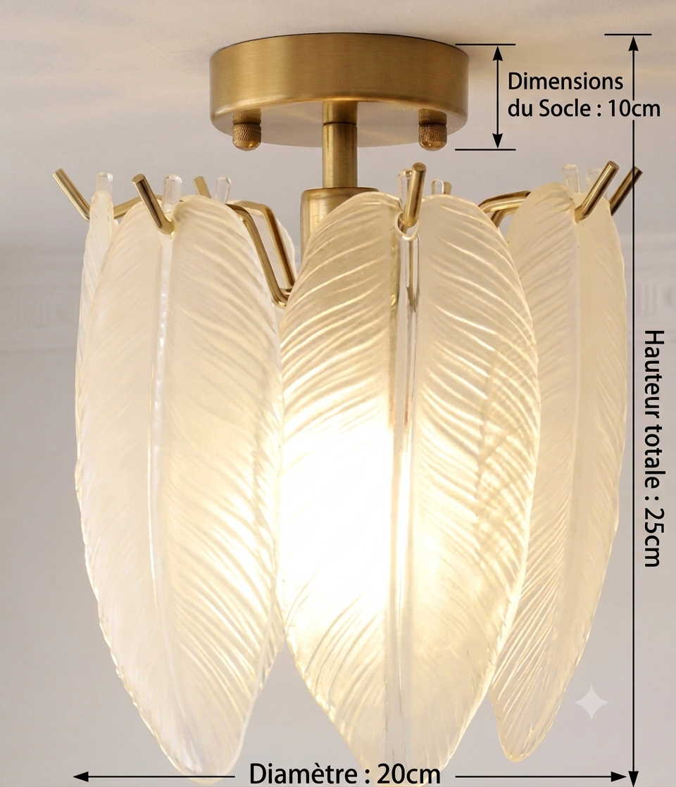 Lustre Plumes En Verre Blanc