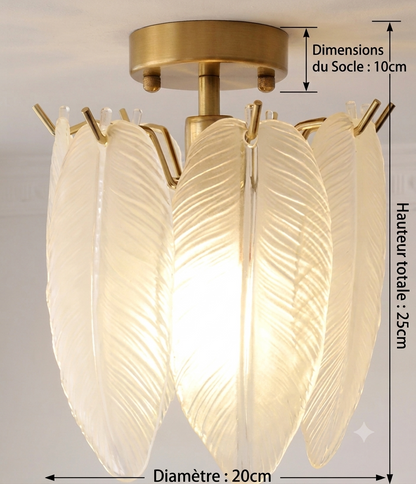 Lustre Plumes En Verre Blanc