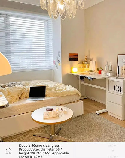 Lustre Plumes En Verre Blanc