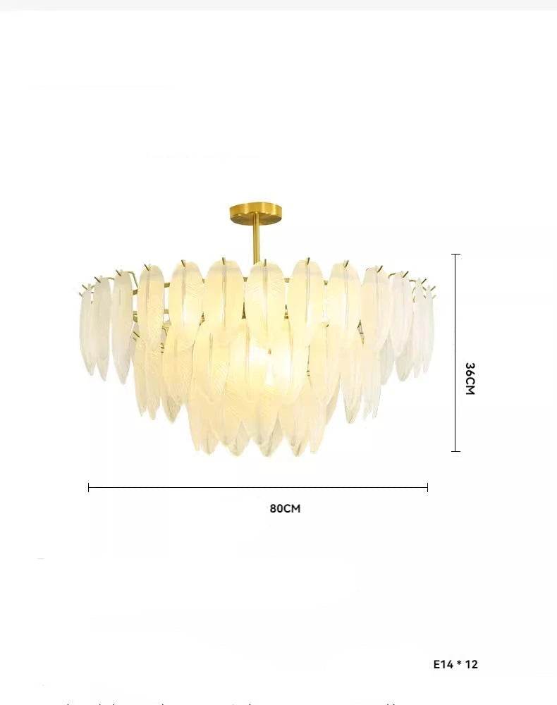 Lustre Plumes En Verre Blanc