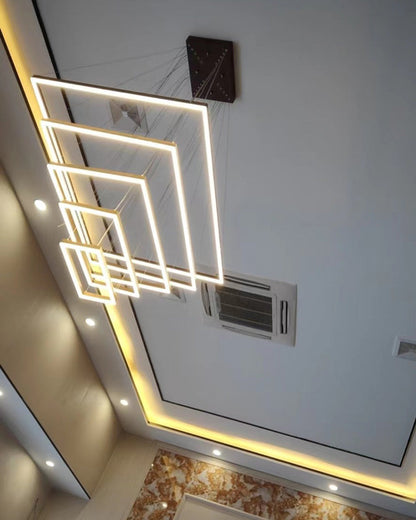 Lustre Rectangulaire à Plusieurs Niveaux - Luminaire Stratégique
