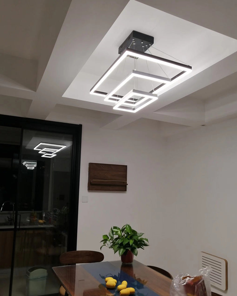Lustre Rectangulaire à Plusieurs Niveaux - Luminaire Stratégique