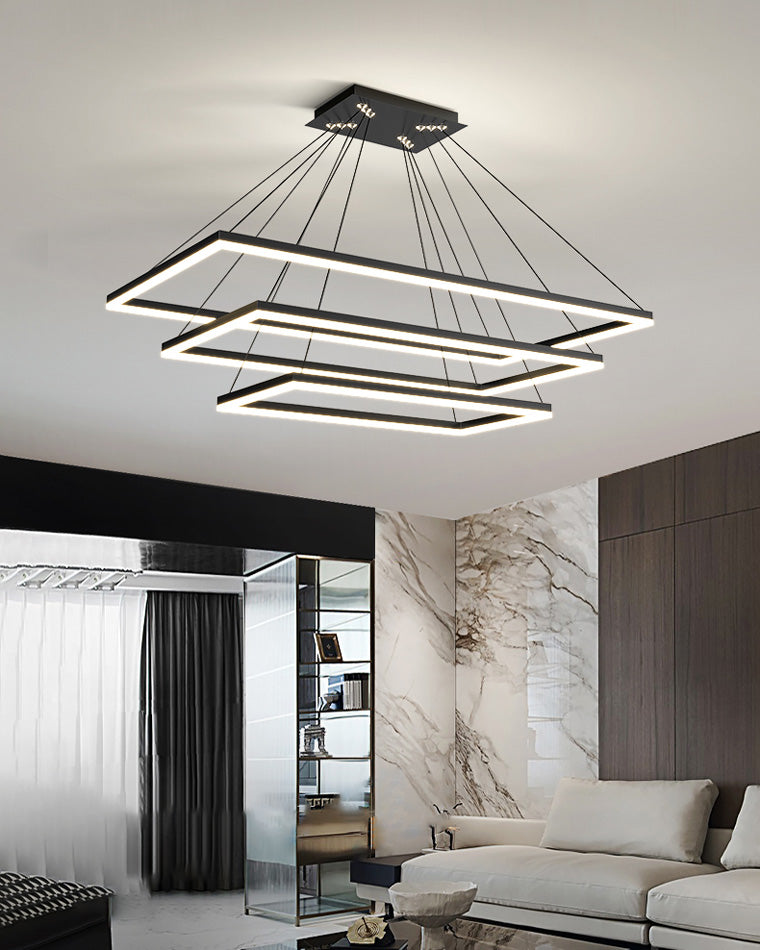 Lustre Rectangulaire à Plusieurs Niveaux - Luminaire Stratégique