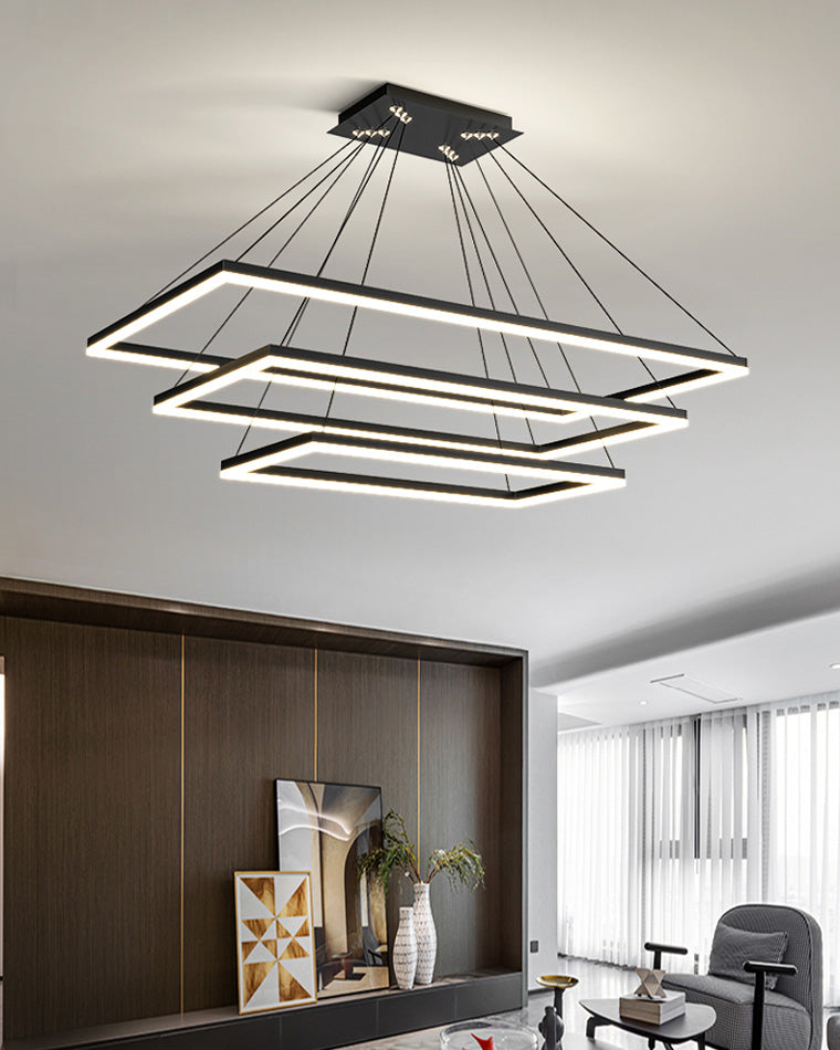 Lustre Rectangulaire à Plusieurs Niveaux - Luminaire Stratégique