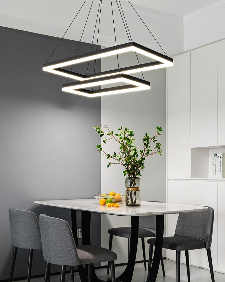 Lustre Rectangulaire à Plusieurs Niveaux - Luminaire Stratégique