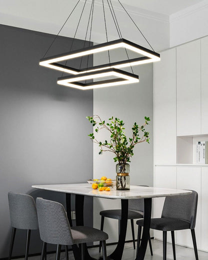 Lustre Rectangulaire à Plusieurs Niveaux - Luminaire Stratégique