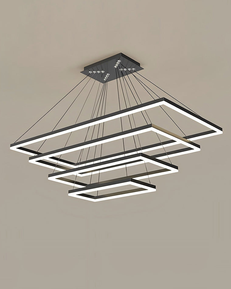 Lustre Rectangulaire à Plusieurs Niveaux - Luminaire Stratégique