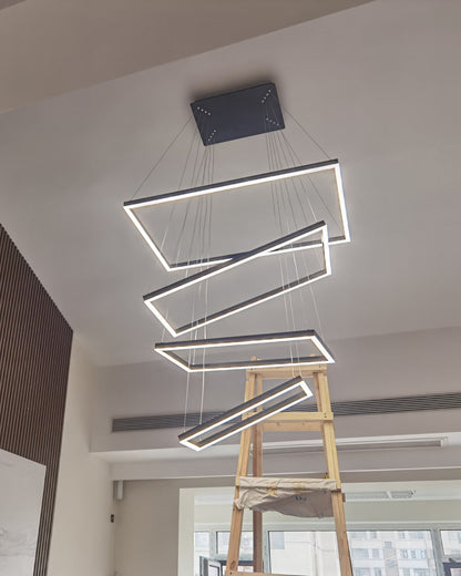 Lustre Rectangulaire à Plusieurs Niveaux - Luminaire Stratégique
