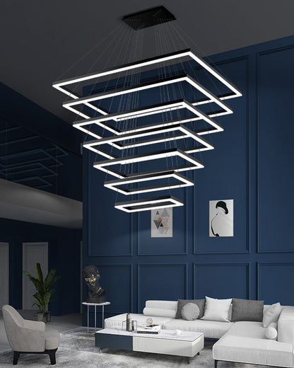 Lustre Rectangulaire à Plusieurs Niveaux - Luminaire Stratégique