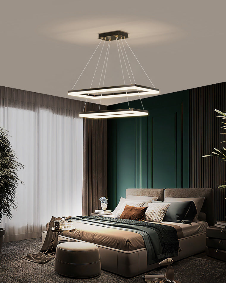 Lustre Rectangulaire à Plusieurs Niveaux - Luminaire Stratégique