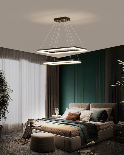 Lustre Rectangulaire à Plusieurs Niveaux - Luminaire Stratégique