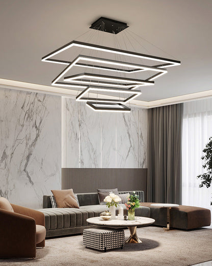 Lustre Rectangulaire à Plusieurs Niveaux - Luminaire Stratégique