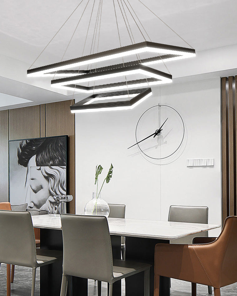 Lustre Rectangulaire à Plusieurs Niveaux - Luminaire Stratégique