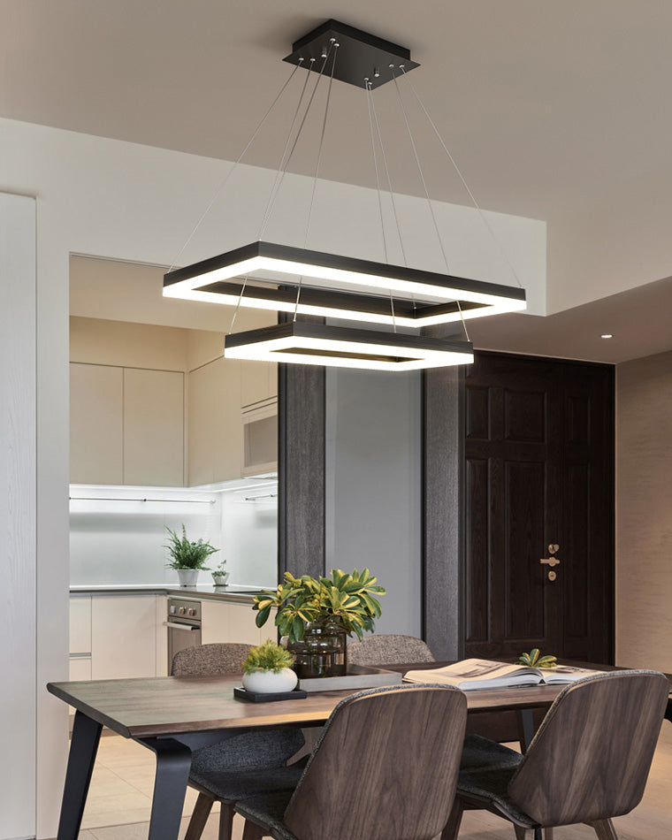 Lustre Rectangulaire à Plusieurs Niveaux - Luminaire Stratégique
