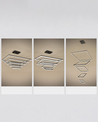 Lustre Rectangulaire à Plusieurs Niveaux - Luminaire Stratégique