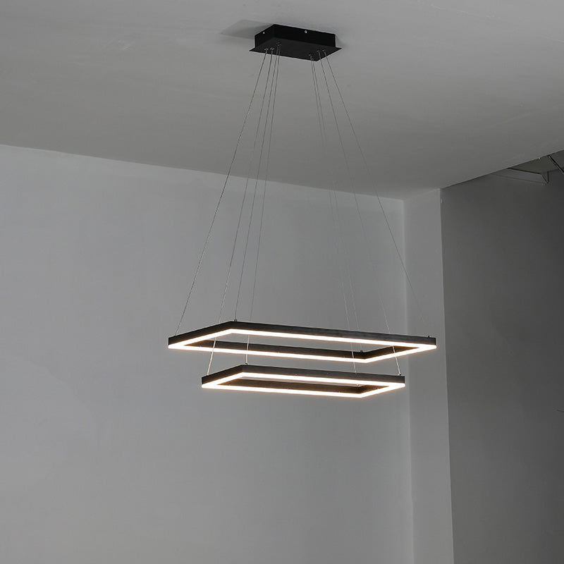 Lustre Rectangulaire à Plusieurs Niveaux - Luminaire Stratégique
